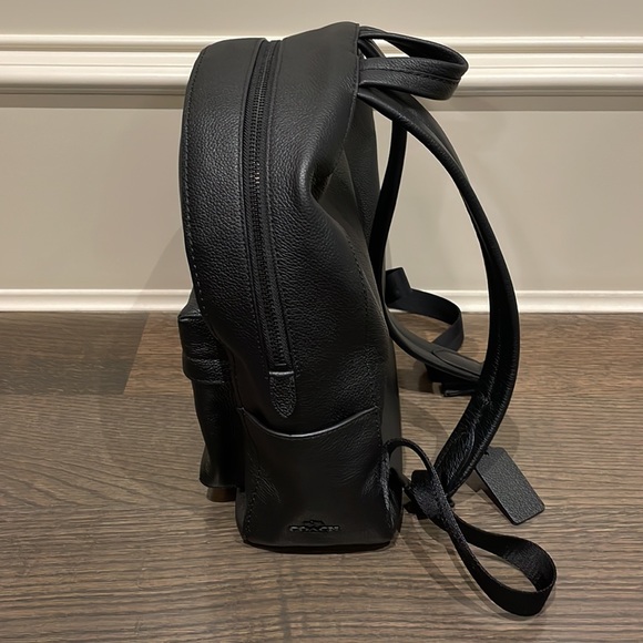 Coach Black 100% Real Leather Backpack - Picture 2 of 5